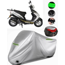 Rmg Moto Gusto Rapid 50 Arka Çanta Uyumlu Motosiklet Brandası Premium (Kilit Uyumlu)-Gri