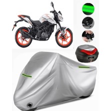 Qj TRX12 Arka Çanta Uyumlu Motosiklet Brandası Premium (Kilit Uyumlu)-Gri