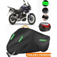 Vinleks Siyah Moto Guzzi Stelvio 1200 4V Arka Çanta Uyumlu Motosiklet Brandası(Kilit Uyumlu)
