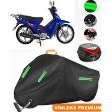 Vinleks Siyah Rmg Moto Gusto Star 100 Arka Çanta Uyumlu Motosiklet Brandası(Kilit Uyumlu)