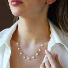 Necati Gün Sıra Incili Rose Gold Gümüş Kolye