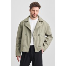 Yeni Sezon Crop Fit Erkek Trençkot Ceket