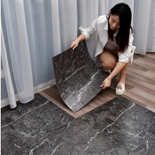 Doori Yapışkanlı Mermer Desenli Kalın Pvc Yer Kaplama Panel Beyaz 60*60 cm 4 Adet 1, 44MT2