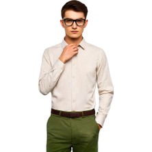 Emilio Cerutti Bej Comfort Fit Uzun Kollu Erkek Gömlek