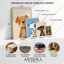 Artiera Sanatsal Stili Köpek Çocuk Odası Ahşap Çerçeveli Duvar Tablosu