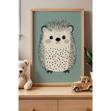 Artiera Sevimli Kirpi Çocuk Odası Ahşap Çerçeveli Duvar Tablosu