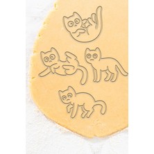 Oalpo Tatliş Kedi Kurabiye Kalıbı, Hamur Şekillendirici, 4'lü Set