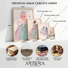Artiera Taçlı Pastel Prenses Çocuk Odası Ahşap Çerçeveli Duvar Tablosu