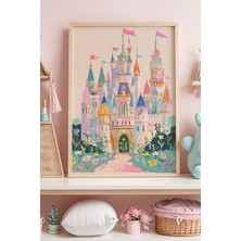 Artiera Masal Şatosu Temalı Çocuk Odası Ahşap Çerçeveli Duvar Tablosu