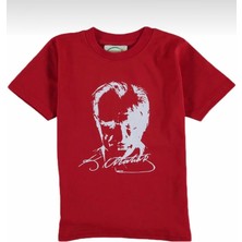 Atatürk Baskılı Kemal Atatürk Imzalı Tişört Tshirt Kız Erkek Çocuk