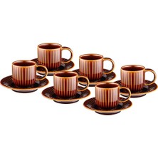 Istanbul Porselen Lev 6'lı Kahve Fincan Takımı Kahverengi