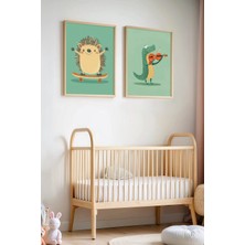 Artiera 2'li Minimalist Çocuk Odası Ahşap Çerçeveli Duvar Tablosu