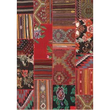 Çam Halı Siesta Vintage 32-159 Etnik Eskitme Patchwork Desenli Dokuma Tabanlı Yıkanabilir Şönil Salon ve Oda Halısı