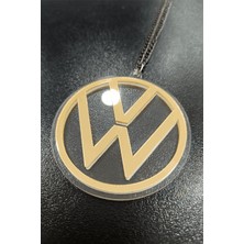 Volkswagen Logolu Çift Yönlü Şeffaf & Gold Pleksi Dikiz Aynası Süsü Araba Oto Aksesuar
