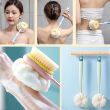 2'si 1 Arada Çift Taraflı Uzun Saplı Fırçalı Banyo Vücut Sırt Fırçası Banyo Lifi
