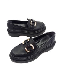 Siyah Renk Kalın Taban Günlük Kadın Loafer Ayakkabı