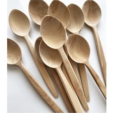 Luxury 12 Adet 19 cm Hakiki Şimşir Mama - Tatlı Kaşığı ve Nihale, Şimşir Tatlı Kaşığı, Tahta Kaşık 1 Adet