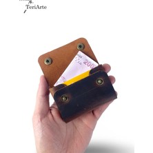 Teriarte Hakiki Deri Avuçiçi Kartlık, Gerçek Deri Minimal Kartlık, Çift Çıtçıtlı Kartlık, Unisex Kartlık