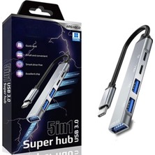 5in1 Metal USB Hub – Yüksek Hızlı Çoklayıcı, 5 Bağlantı Noktalı, Dayanıklı ve Taşınabilir Tasarım