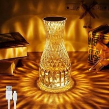 Sürahi Model USB Şarjlı Kumandalı 16 Farklı Işık Modlu Masa Üstü Kristal Akrilik Lamba LED