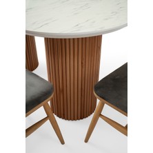 Iskandinav Yemek Masası-Ahşap Ayak - Beyaz Mermer Desen Highgloss(Mdf) 160X80(SADECE Masa)