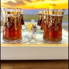 6lı Çay Bardağı Takımı. Altın Yaldızlı Çay Seti. Çeyizlik. Hedieylik. 6 Kişilik Çay Takımı.