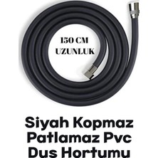 5 Fonksiyonlu Mafsallı Mat Siyah Duş Başlığı Seti, Mat Siyah Duş Başlığı - Pvc Hortum Duş Seti