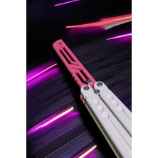 Kelebek Antrenman Alıştırma Bıçağı – Plastik Butterfly Knife (Beyaz ve Pembe)