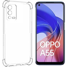  Oppo A55 Kılıf Köşe Korumalı Kılıf Şeffaf Köşeli Kılıf Slikon - Şeffaf