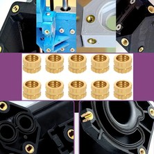 FS Bikers M3 Pirinç Insert Somunları, Cilalı Bakır Kaplama, Plastik Enjeksiyon Kalıplama ve 3D Baskı Için Sağ El Diş Yönüyle Kısmen Dişli Vida Montajlı Somun Eklemeleri 50 Adet