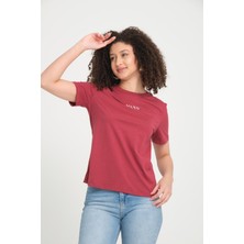 %100 Pamuk Rahat Kesim Bisiklet Yaka T-Shirt - Şık Moon Detayı