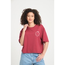 %100 Pamuk, Rahat Kesim, Bisiklet Yaka T-Shirt - Estetik Yazılı Tasarım