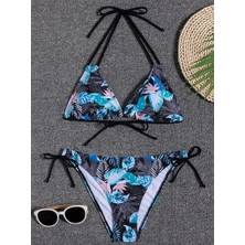 Askılı, Boyun Bağı. Geri Bağlama Yan Yüksek Kesim Sırt Dekolteli Bikini Takımları Iki Parça