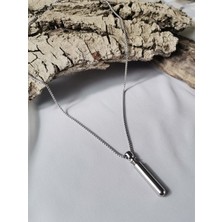 Luna Jewelry Erkek Gümüş Renk Infinity Capsule Pendant 316 L Çelik Kolye