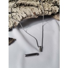 Luna Jewelry Erkek Gümüş Renk Infinity Capsule Pendant 316 L Çelik Kolye