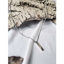 Luna Jewelry Erkek Gümüş Renk Steel Bar 316 L Çelik Kolye