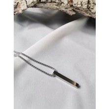 Luna Jewelry Erkek Gümüş Renk Steel Bar 316 L Çelik Kolye