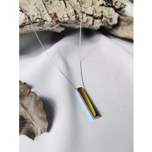 Luna Jewelry Erkek Gümüş Renk Rainbow Steel Bar 316 L Çelik Kolye