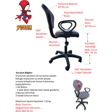 AatoliaRugs Çocuk Odası Gri Renk Ders Çalışma Sandalyesi Ofis Koltuğu Örümcek Adam Desenli Erkek Çocuk Sandalyesi Faaliyet Koltuğu Personel Koltuğu