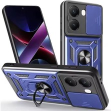 Apsuwa Xiaomi Poco X7 Pro Uyumlu Kılıf Pars Yüzüklü Sürgülü Kamera Korumalı Lacivert