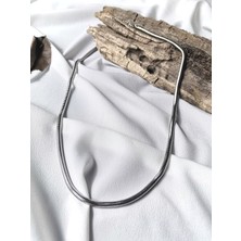 Luna Jewelry Erkek Gümüş Renk 316L Çelik Yılan Zincir Kolye