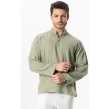 Uzun Kol Hakim Yaka Müslin Yazlık Sweatshirt Zeytin Yeşili Zytnysl