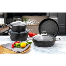 Akıllıelma-Evımsaray S-9108 Vıtella Granit Set 7 Prç Siyah