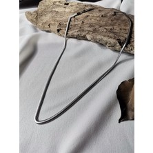 Luna Jewelry Erkek Gümüş Renk Snake Chain 316 L Çelik Zincir Kolye