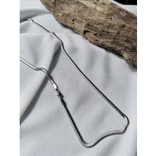 Luna Jewelry Erkek Gümüş Renk Snake Chain 316 L Çelik Zincir Kolye