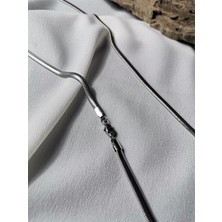 Luna Jewelry Erkek Gümüş Renk Snake Chain 316 L Çelik Zincir Kolye