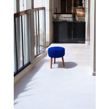 Yuvarlak Puf Bench Ahşap Ayaklı Dekoratif Peluş