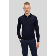 Hugo Boss Regular Fit Erkek Yün Kazak Lacivert