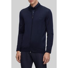 Boss Regular Fit Dik Yaka Erkek Hırka Lacivert