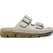 Kifidis SIB220517-V2 Kifidis-Natura Kadın Çift Bantlı Anatomik Deri Terlik 36-41 Vizon/nude